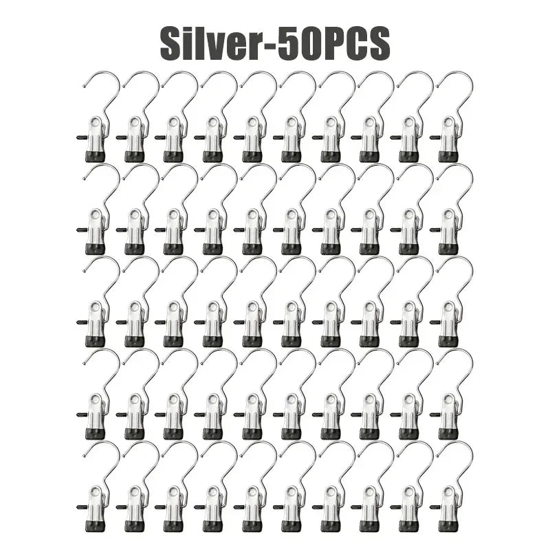 Silver clothespins with hooks sold in a pack of 50 pieces