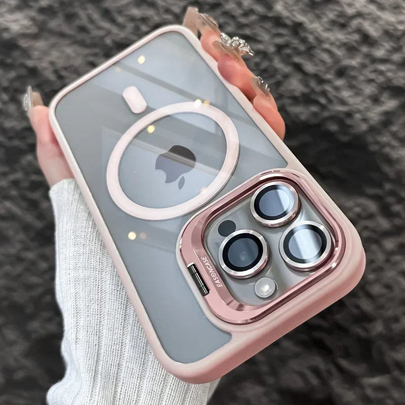 Luxury Magnetic Shockproof Phone Case with Kickstand and Lens Protection