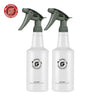 Two empty plastic spray bottles with sprayers are shown against a white background.