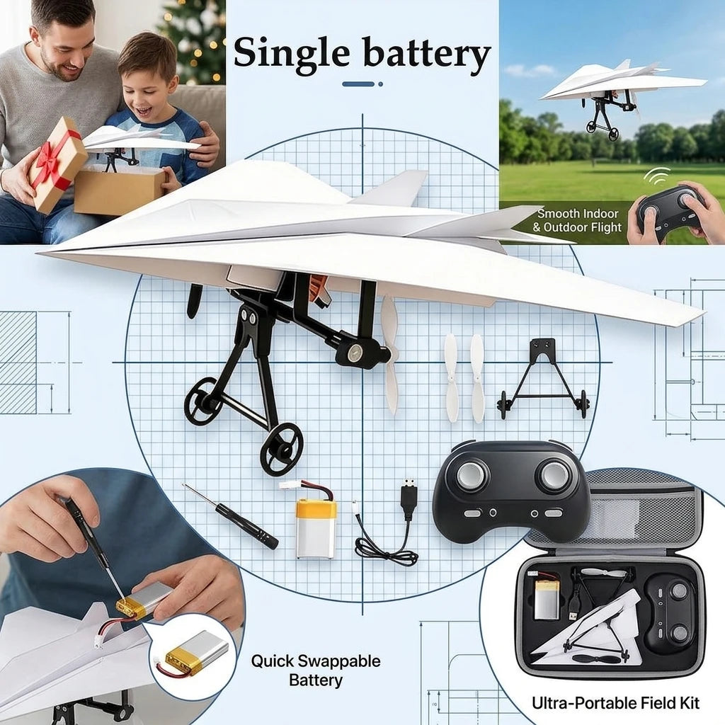 Electric Paper Airplane Kit with Gyro Stabilizer Remote Control