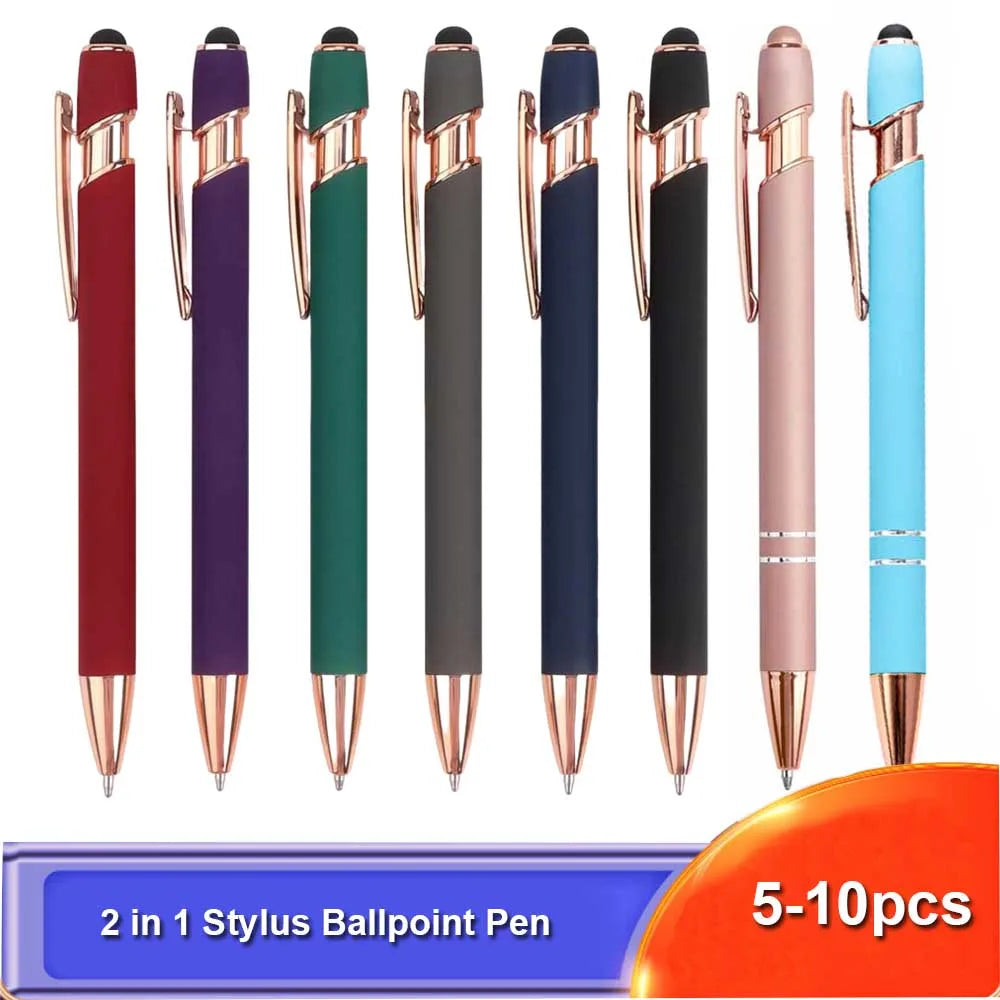 2-in-1 Stylus Pen with Retractable Ballpoint – Pack of 5