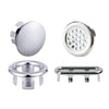 Chrome-plated sink overflow cover set including a round cover and a rectangular drain plate