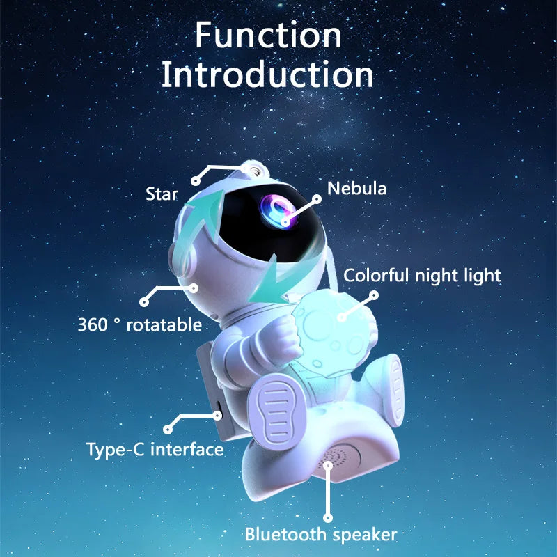 Astronaut LED Star Projector Night Light with Bluetooth Speaker