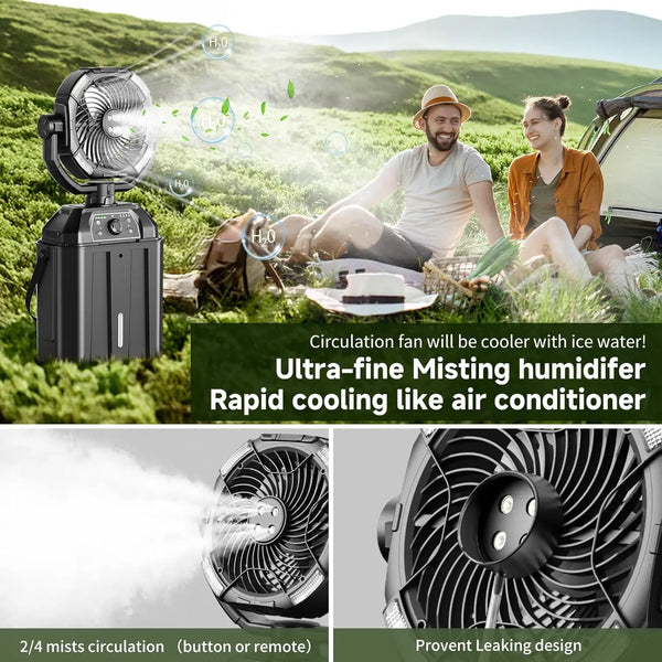 Portable Rechargeable Misting Fan with 7L Water Tank & Power Bank