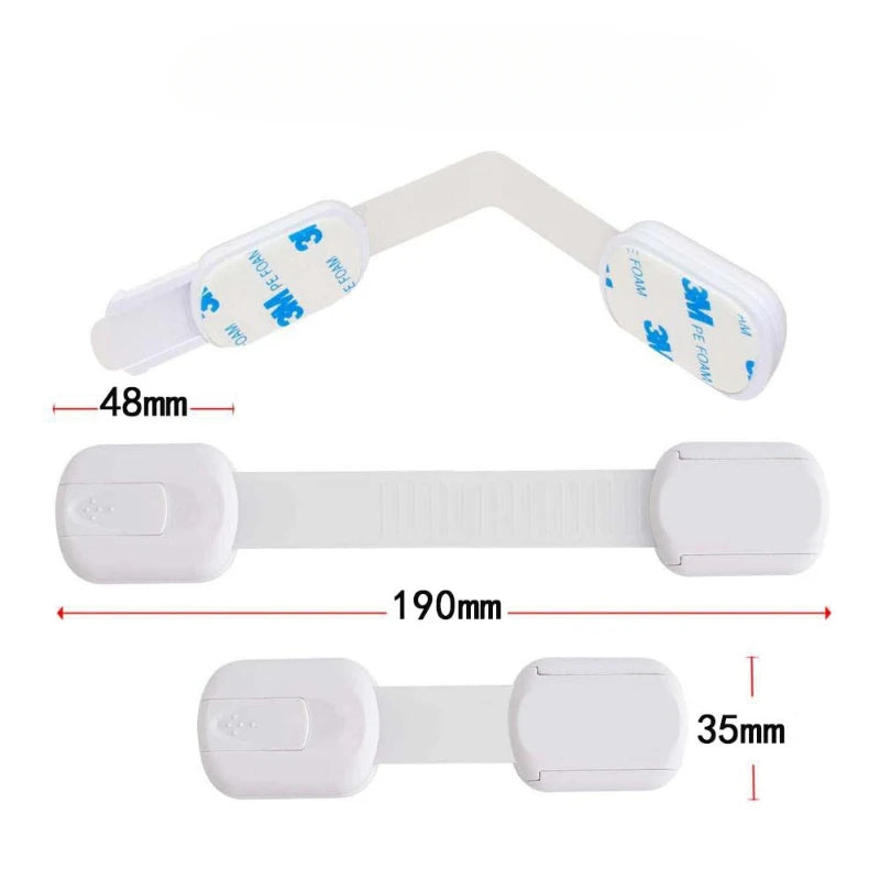 Child Safety Cabinet Locks – Adhesive Baby Proofing Straps for Drawers, Fridges, Toilets & More