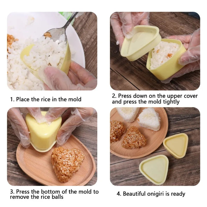 Sushi Rice Mold Set with Lid - Triangle & Rectangle Shapes