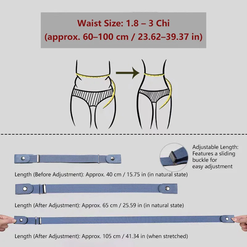 Invisible Elastic Belt for Women – Adjustable No-Buckle Waistband