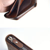 Men's Waxed Leather Card Holder Wallet with Zipper Coin Pocket
