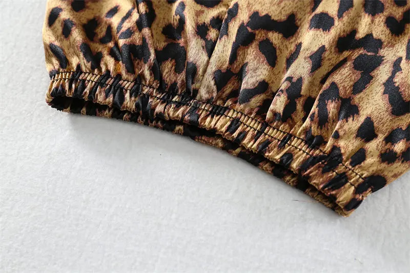 Kids' Cartoon Leopard Print Pajama Set with Short Sleeves