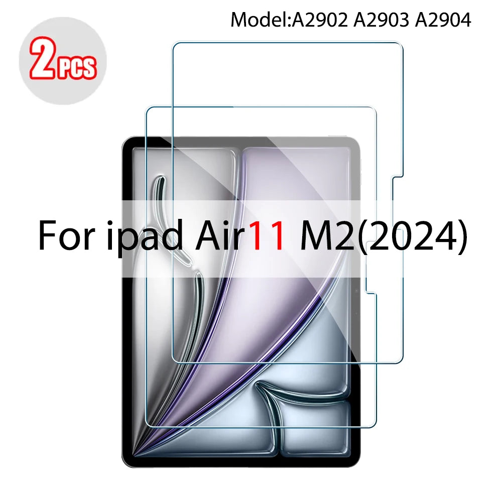 Two tempered glass screen protectors for an iPad Air 11 M2 (2024) device.