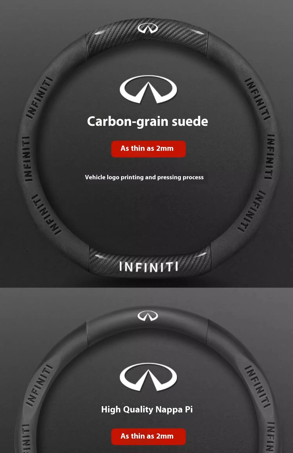 Carbon Fiber Leather Steering Wheel Cover for Infiniti Models