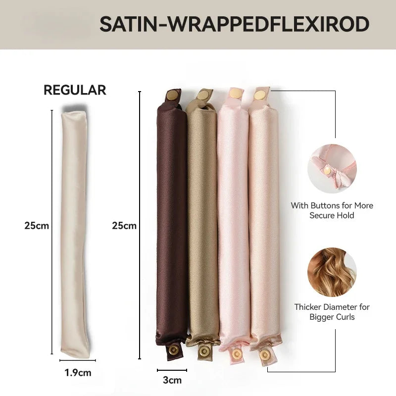 Heatless Satin Hair Curlers for Overnight Styling