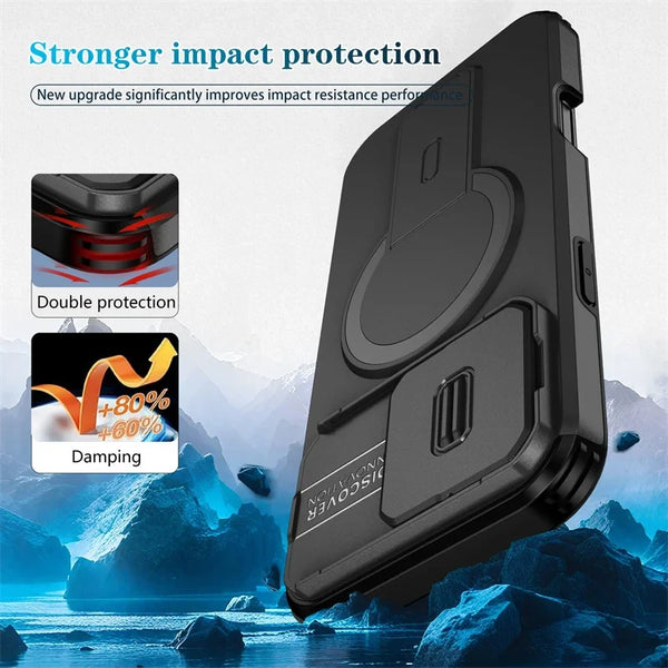 Magnetic Kickstand and Lens Protection Phone Case