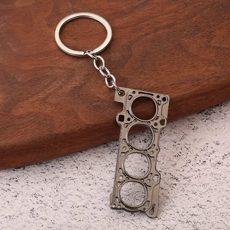 Gearbox Keychain with Turbo Hub and Brake Disc Pendant