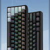 A black 61-key wired mechanical keyboard with white and black keycaps shown from above.