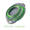 Un jeu de deux paniers de drainage en silicone, un petit et un grand, gris et vert lime.