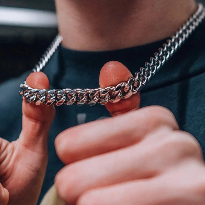 Stainless Steel Cuban Link Necklace for Men and Women