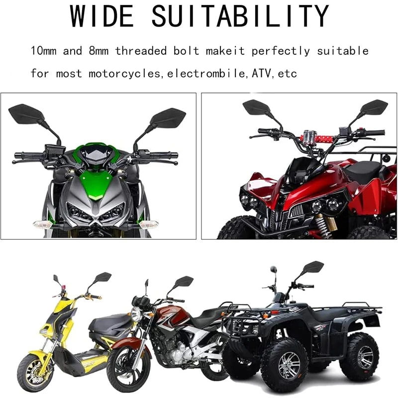 Universal Motorcycle Rearview Mirrors with Wide-Angle Lens