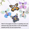 A collection of colorful, magic flying butterfly wind-up toys in various shades and patterns.