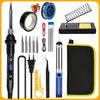 A kit of soldering irons including an 80W adjustable temperature iron with LCD display, replaceable tips, and various tools.