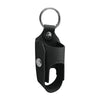 Black protective PU leather inhaler case with a metal keychain ring.