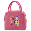 Insulated Canvas Lunch Bag with Butterfly Letter Pattern