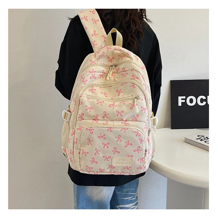 Korean Fashion Bow Print Backpack
