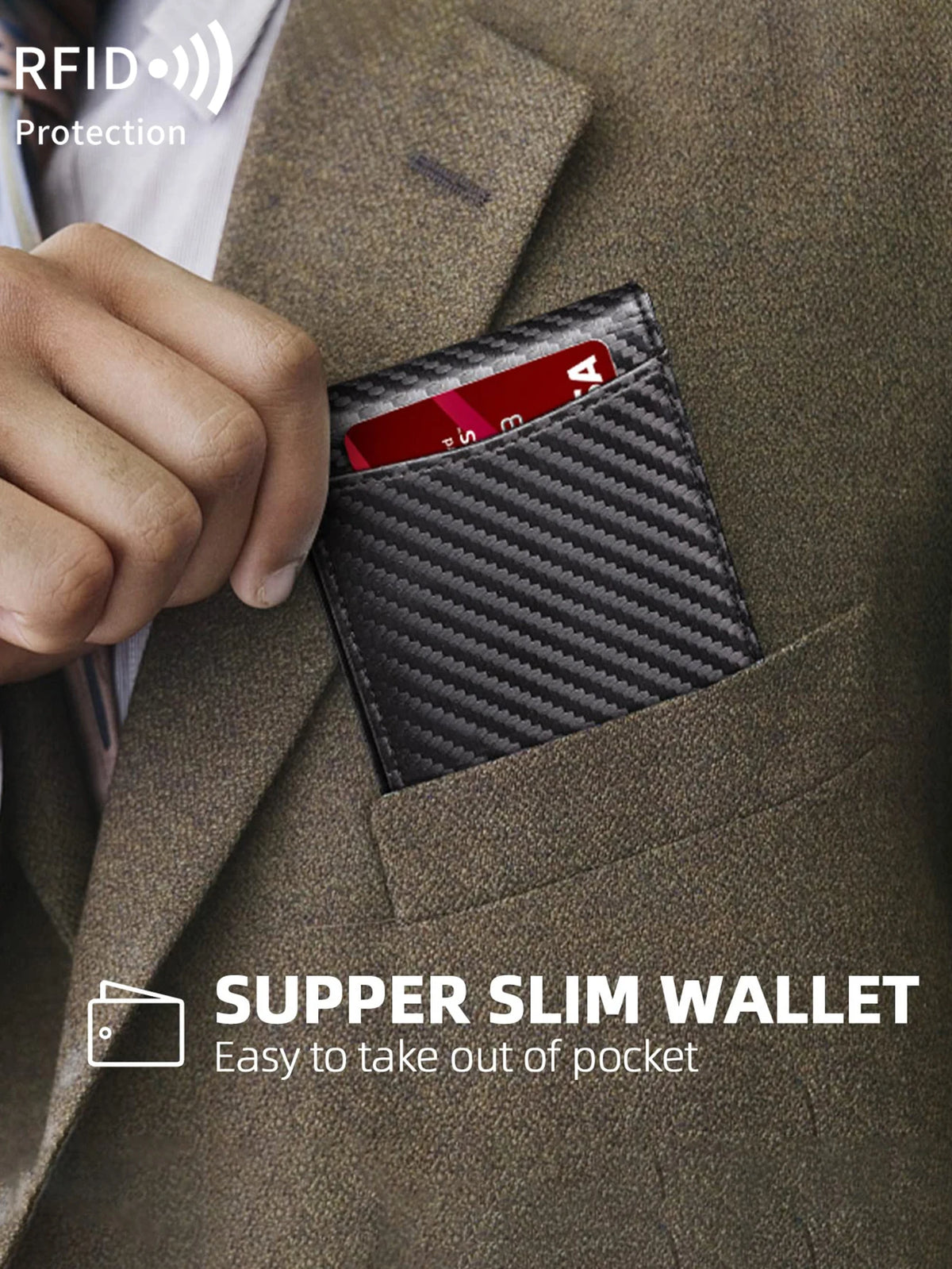 Ultra-Slim Carbon Fiber RFID Blocking Wallet