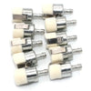 A set of replacement fuel filters for outdoor power equipment, featuring silver and white plastic components.
