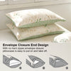 A set of pillowcases featuring an envelope closure end design with floral tea art print fabric.