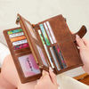 Vintage RFID-Blocking Long Wallet with Wristlet Strap
