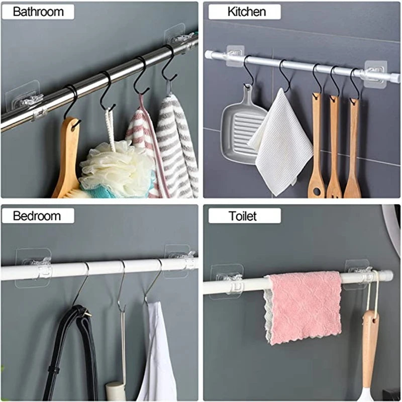 8-Pack Invisible No-Drill Curtain Rod Brackets