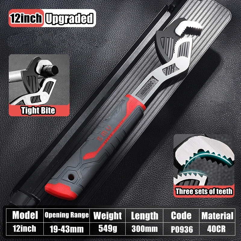 Self-Locking Pipe Wrench with Adjustable CR-V Steel Jaws