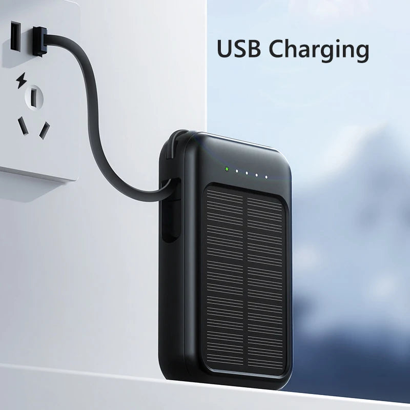 50.000mAh Solar-Powerbank mit integrierten Kabeln