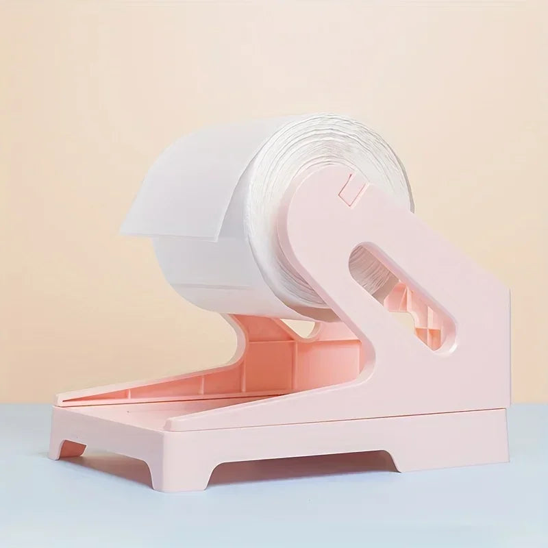 A pink 2-in-1 thermal label holder designed to hold rolls and fan-folded labels.