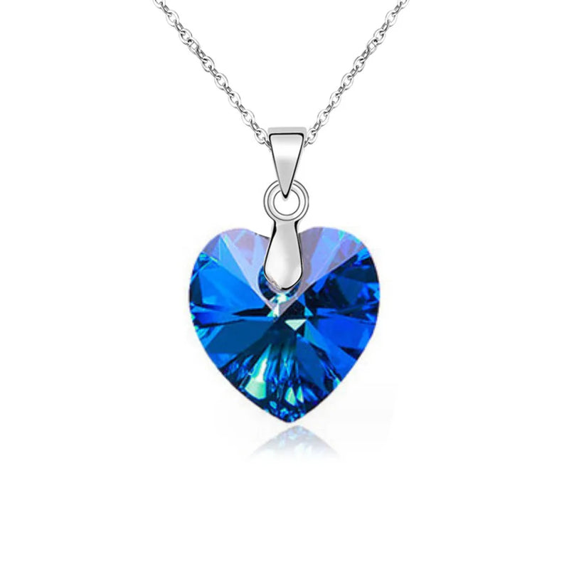 925 Sterling Silver Heart Zircon Pendant Necklace