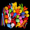 A collection of colorful 3D cartoon animal balloons, including yellow, green, and red shapes, for party decorations.
