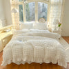 Seersucker Duvet Cover Set with Lace Trim