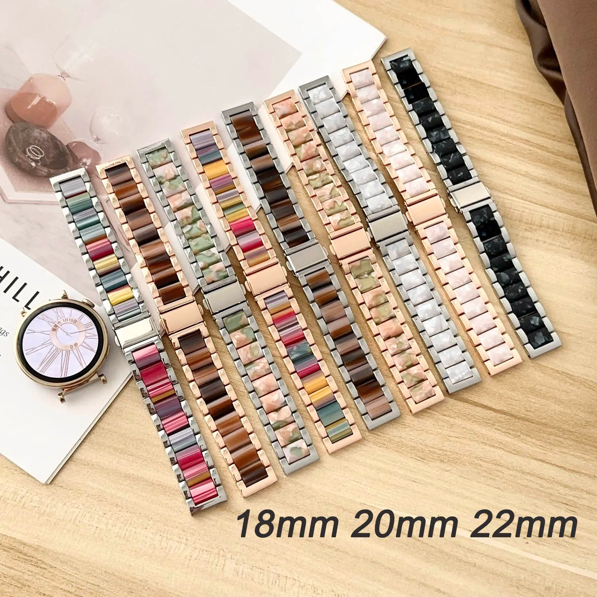 Colorful Resin & Metal Watch Band Strap