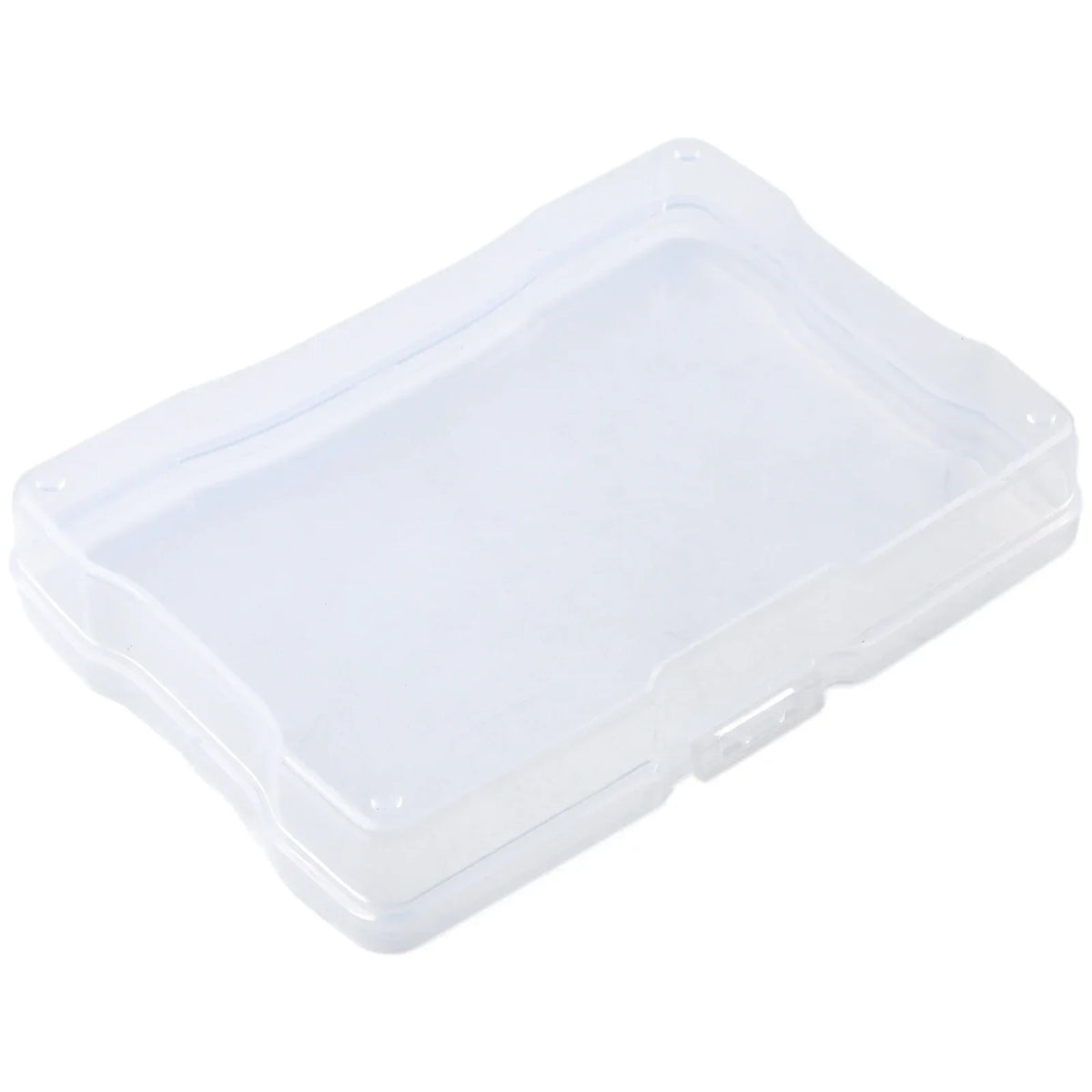 Clear plastic photo storage box designed for 4x6 pictures