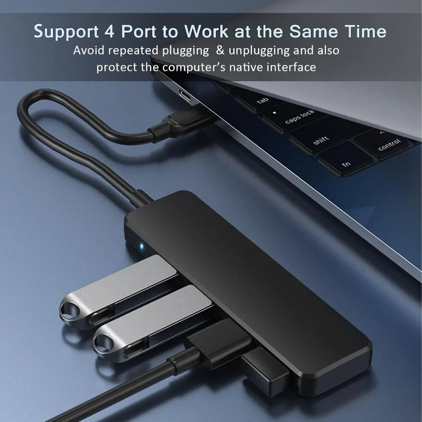 4-Port USB 3.0 Hub for Laptops and Desktops