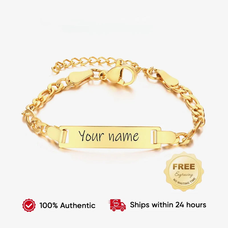 Personalized Gold-Plated Stainless Steel Link Bracelet