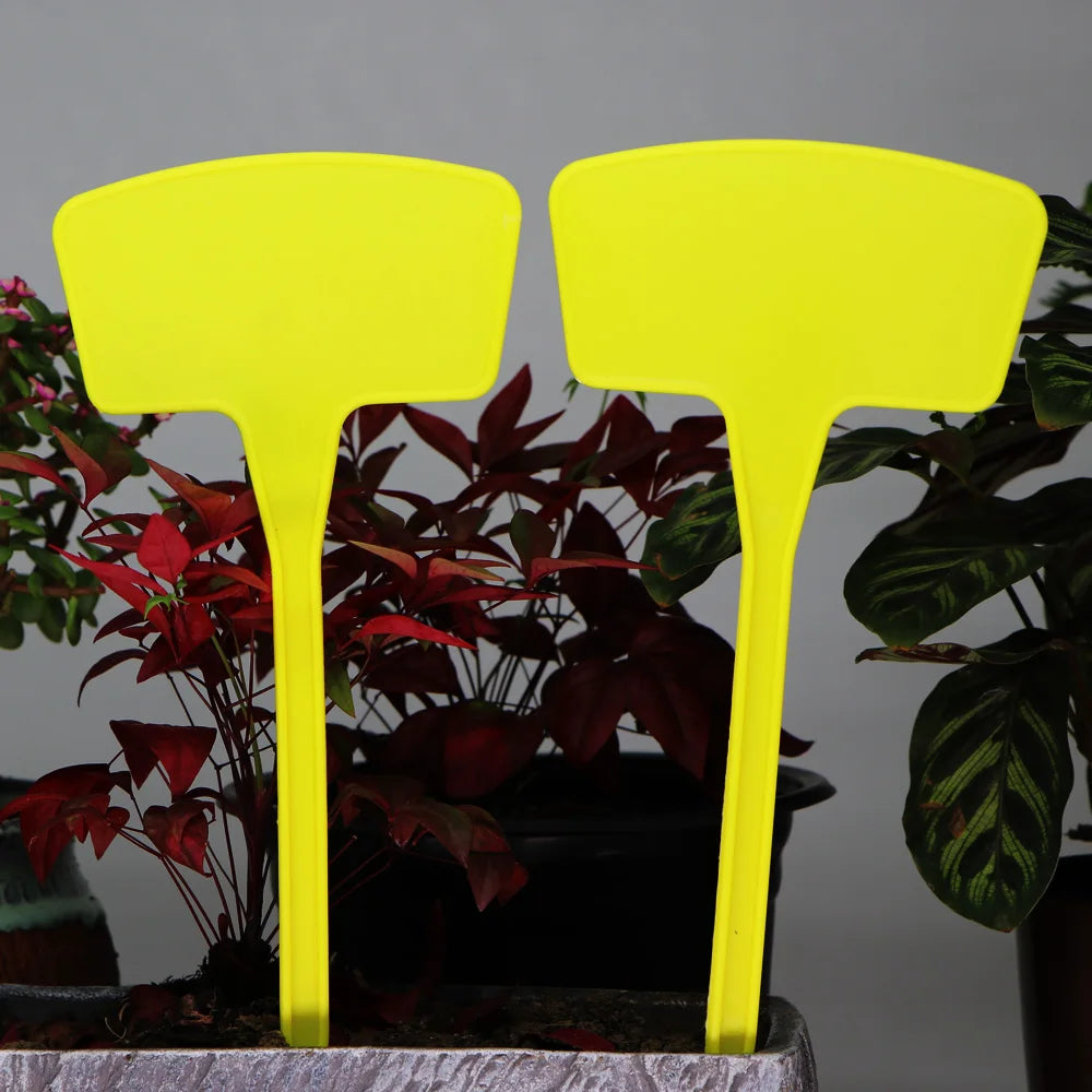 Yellow T-Type Garden Plant Labels with Stakes
