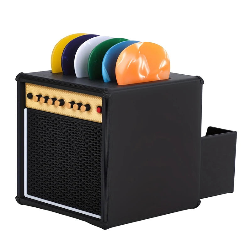 Vintage Amplifier-Style Guitar Pick Holder with Drawer