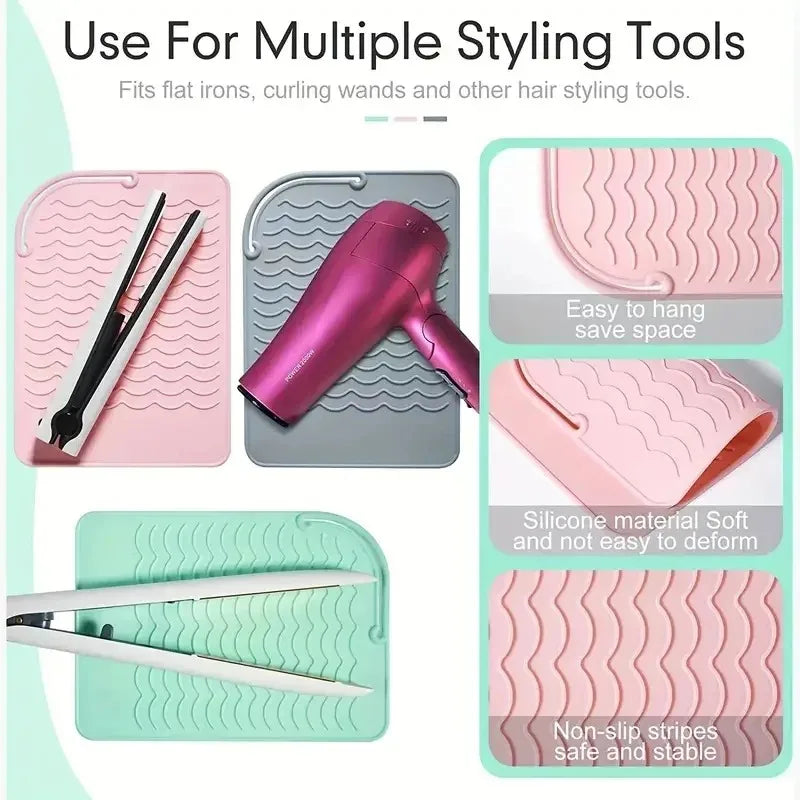 Heat-Resistant Silicone Mat for Hair Styling Tools