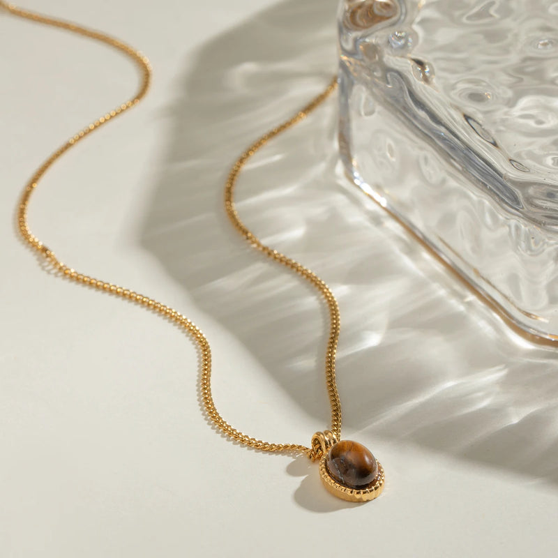 Oval Tiger's Eye Pendant Necklace