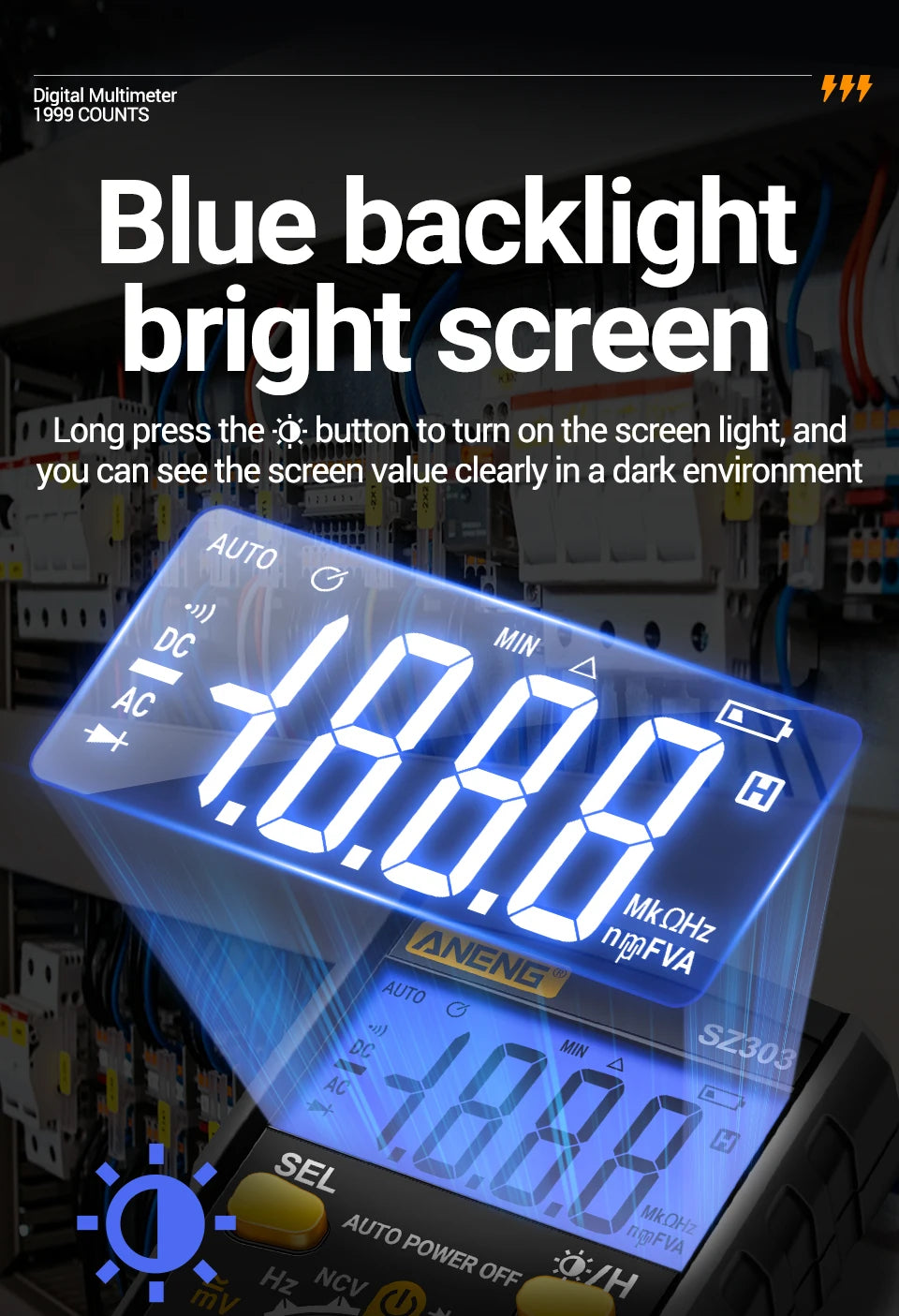 Digital Multimeter with NCV, Auto-Ranging and LCD Backlit Display