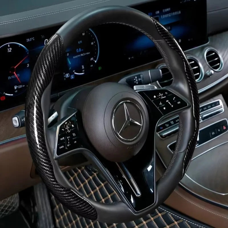 Carbon Fiber Style Microfiber Leather Steering Wheel Cover