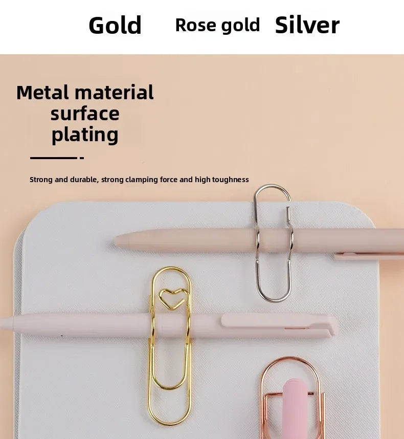 Heart-Shaped Metal Pen Clips for Notebooks and Journals