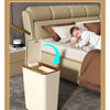 A close-up of a soft opening and closing mechanism for a pop-up slim trash can with a one-touch lid.